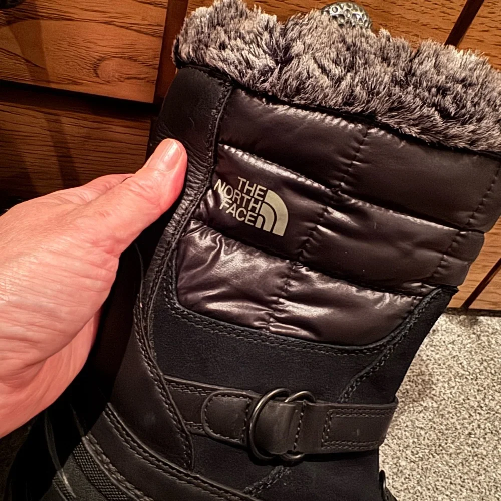 The North Face Black Winter & Rain Boots with Gray Faux Fur Cuff